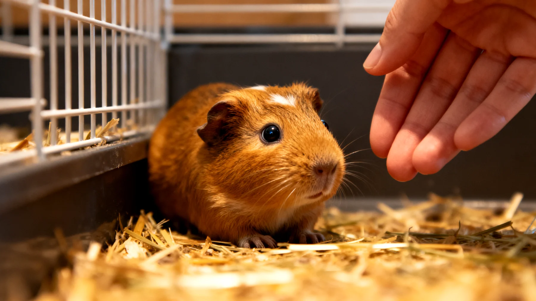 Meerschweinchen-Welpen zeigen häufig Unsicherheit und Angst vor menschlichem Kontakt, was eine erfolgreiche Vertrauensbildung und grundlegende Verhaltensübungen erschwert"